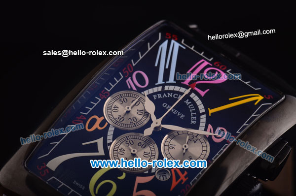 Franck Muller Long Island Chronograph Miyota Quartz Movement PVD Case with Black Dial and Colorful Numeral Markers - Click Image to Close
